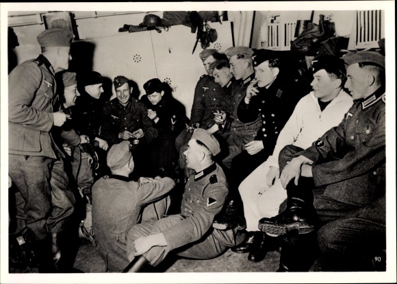Photo Heinrich Hoffmann, Wehrmacht soldiers on transport ships to Denmark and Norway, 1940