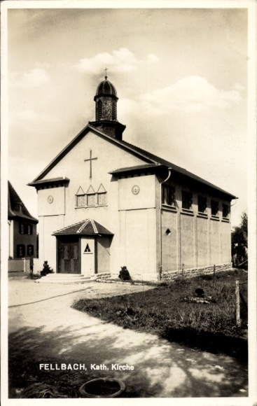 Postcard Fellbach in Württemberg, Catholic Church
