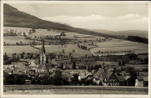 Postcard Tann in the Rhön East Hesse, Berta home and church