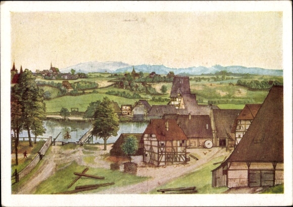 Artist Postcard Dürer, Albrecht, The Wire Drawing Mill