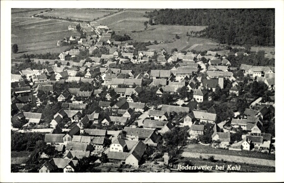 Postcard Bodersweier Kehl am Rhein, aerial photograph