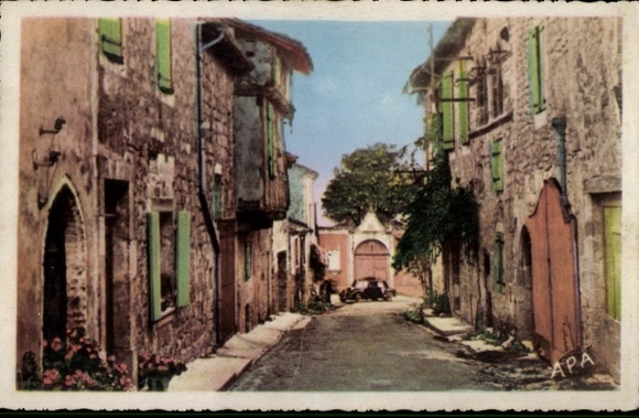 Ak Lauzerte Tarn et Garonne, APA, Rue de l'Hospice, Vieilles Maisons du XIe s., Les Cartes A.P...