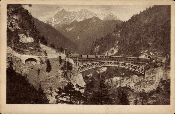 KP Karwendelbahn, kolej, most, góry