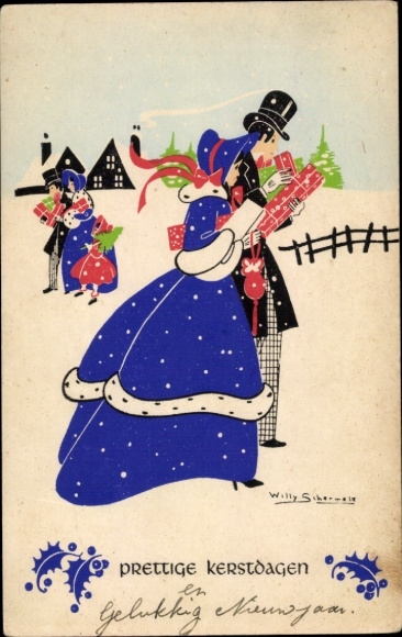 Artist Postcard Schermele, W., congratulations on the New Year, lovers, gifts