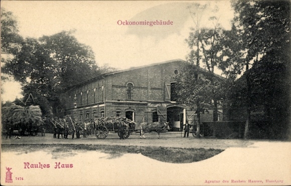 Postcard Hamburg Mitte Horn, Rauhes Haus, economic building, workers