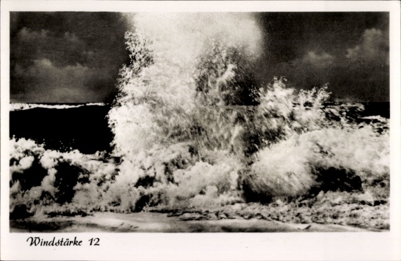Postcard Island of Baltrum in East Frisia, surf, wind force 12