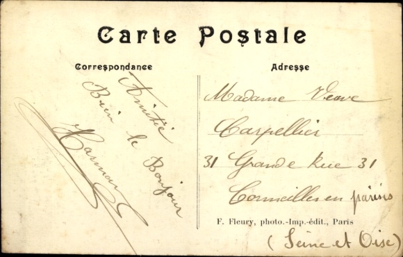 Ansichtkaart Parijs XIX Buttes Chaumont, park, Chemin du Belvedere, pont fatale, dubbeldekker