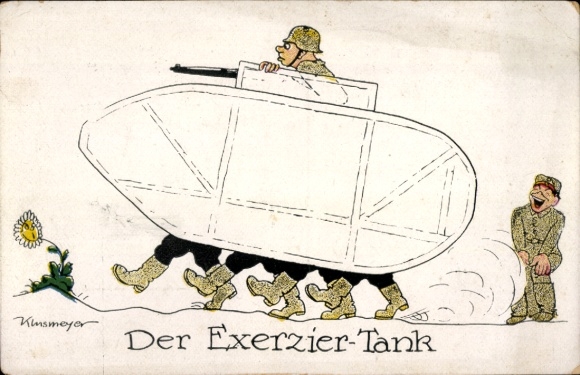 Artist Postcard Kinsmeyer, The Drill Tank, WWII