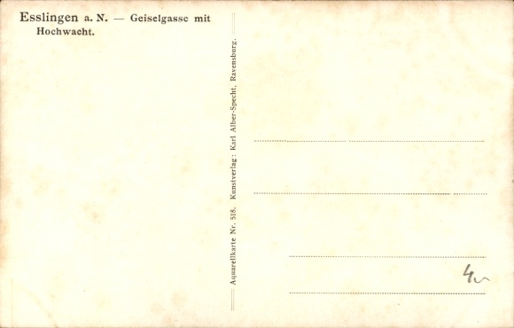 Artist Postcard Marschall J., Esslingen Neckar, Geiselgasse, Hochwacht