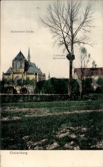 Postcard Cranenburg Kranenburg on the Lower Rhine, Catholic Church, 75 years of Stork's Nest, Architecture