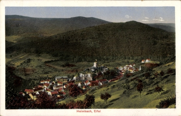 Postcard Heimbach Eifel Kr. Düren Westphalia, total view of the town
