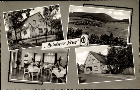 Postcard Luhden in the Schaumburger Land, Luhdener Krug, owner M. Schneidewind, panorama