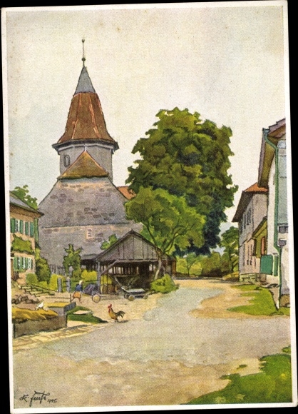 Künstler Ak Fuchs, Karl, Buoch Remshalden in Baden Württemberg, Dorfkirche