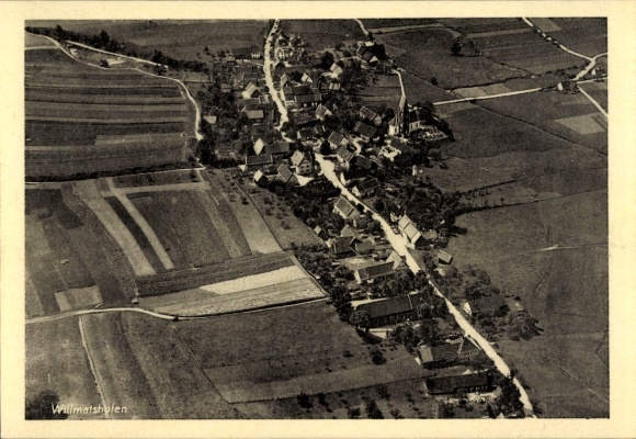 Postcard Willmatshofen Fischach in Swabia, aerial photograph