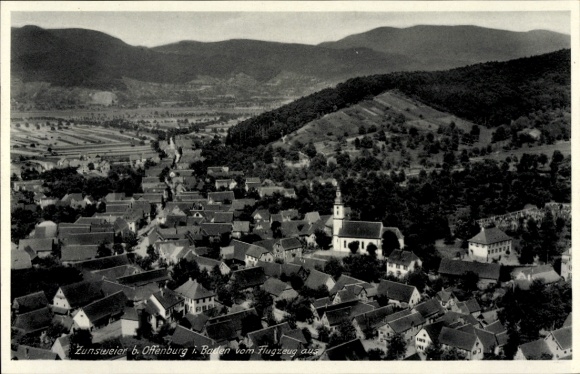 Postcard Zunsweier Offenburg in Baden Black Forest, aerial photograph