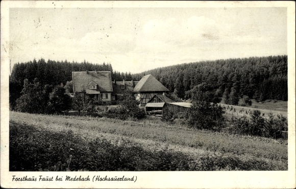 Postcard Medebach in the Hochsauerland district, Forsthaus Faust