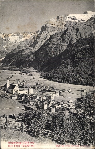 KP Engelberg Kanton Obwalden Szwajcaria, Engelberg z Titlis, krajobraz górski, styl r