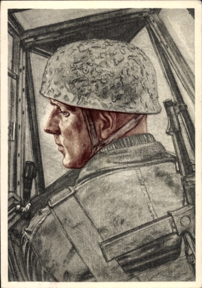 Artist Postcard Willrich, Wolfgang, Lieutenant Wilhelm Fulda, Knight's Cross holder, Luftwaffe, VDA E 21