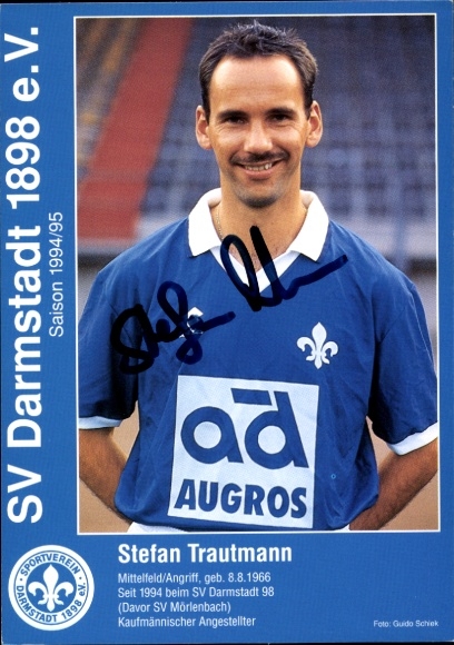 Autogrammkarte Fußballer Stefan Trautmann, SV Darmstadt 98, Autogramm