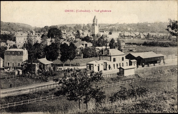Postcard Orbec Calvados, General view