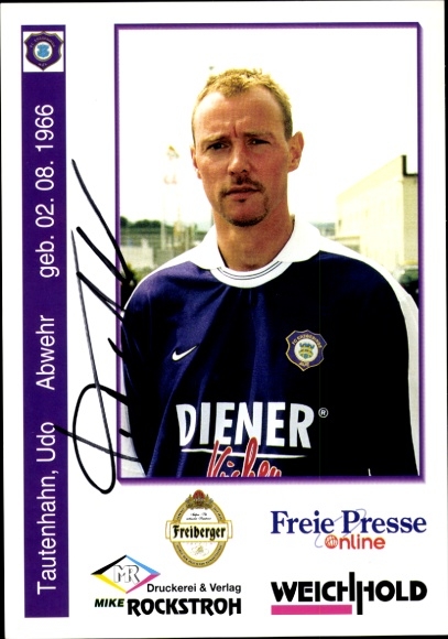Autogrammkarte Fußballer Udo Tautenhahn, FC Erzgebirge Aue, Autogramm