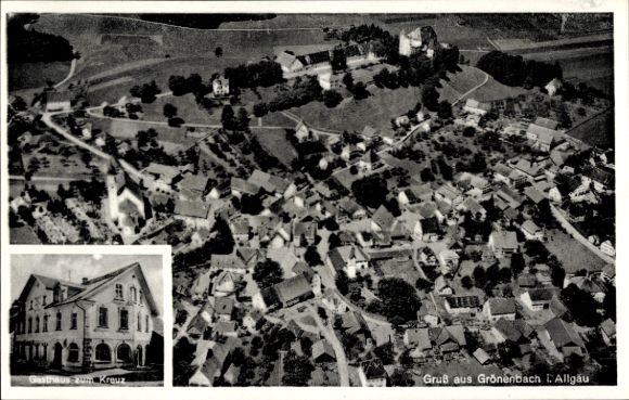 Bad Grönenbach in Allgäu, aerial photograph, Gasthaus zum Kreuz, owner Philipp Endres