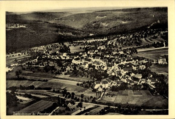 Postcard Tiefenbronn in Enzkreis, aerial photograph
