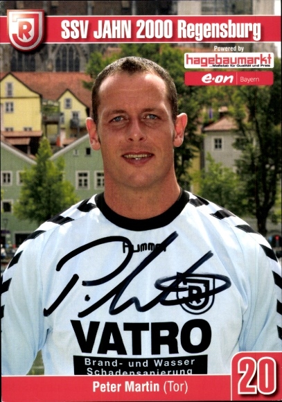 Autograph card footballer Peter Martin, SSV Jahn Regensburg, autograph