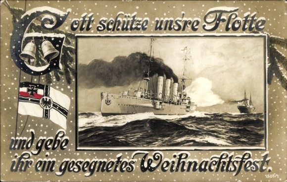 Passepartout Postcard Imperial Navy, God protect our fleet, Merry Christmas