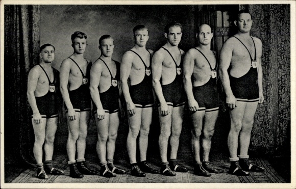Postcard German Team Champion in Wrestling 1938/1939