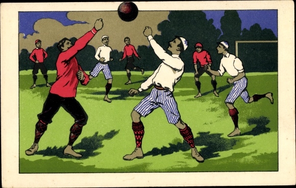 Postcard Rugby, rugby players, playground