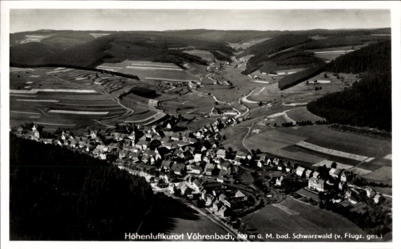 Ak Vöhrenbach im Schwarzwald Baden, Fliegeraufnahme