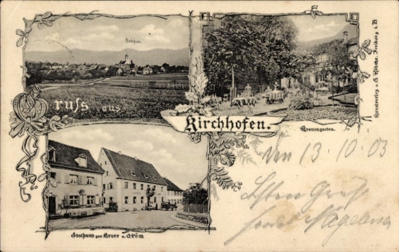 Postcard Kirchhofen Ehrenkirchen im Breisgau, general view, Gasthaus zur Krone