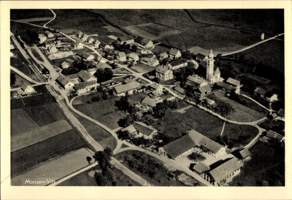Ak Moosen an der Vils Taufkirchen an der Vils Oberbayern, Fliegeraufnahme