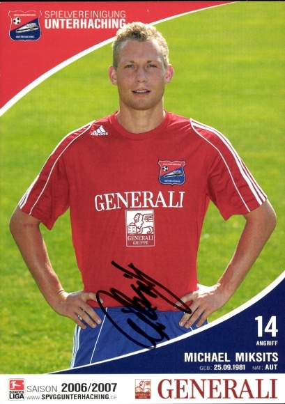 Autograph card footballer Michael Miksits, SpVgg Unterhaching, autograph