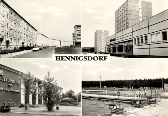Postcard Hennigsdorf Oberhavel, town party with swimming pool