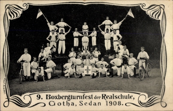 Ak Gotha in Thüringen, 9. Boxbergturnfest der Realschule, Sedan 1908
