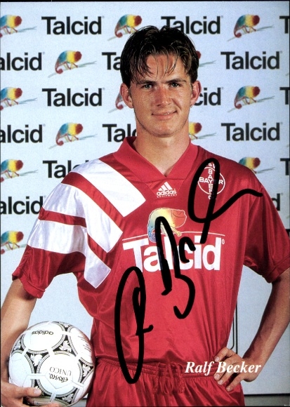 Autogrammkarte Fußballer Ralf Becker, Bayer Leverkusen, Autogramm