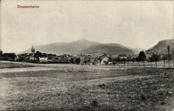 Postcard Dossenheim an der Bergstraße Baden, landscape shot, village view, church building, mountains in