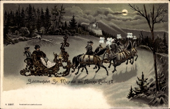 Moonlight Chromo-Litho Sleigh Ride of His Majesty King Ludwig II.