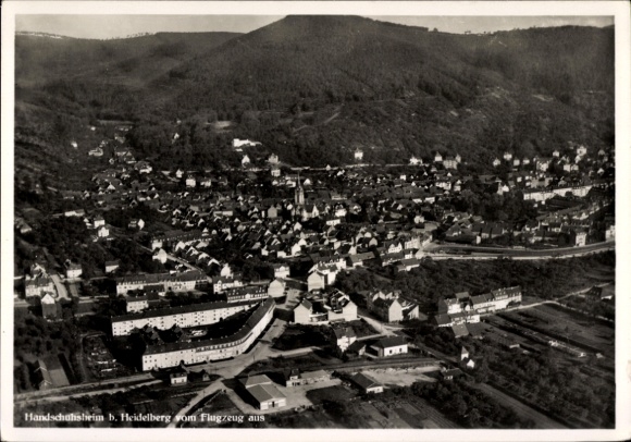 Postcard Handschuhsheim Heidelberg am Neckar, aerial view of Handschuhsheim, Heidelberg, mountain landscape