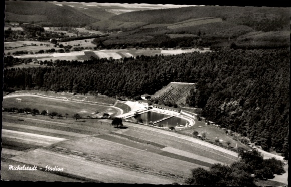 Postcard Michelstadt in the Odenwald, aerial photograph, stadium