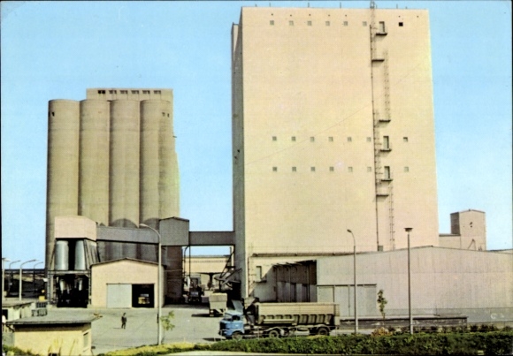 Postcard Neumark in Saxony, feed mixing plant