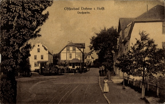Postcard Ostseebad Dahme in Holstein, street section