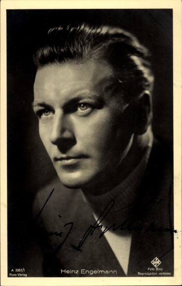 Ak Schauspieler Heinz Engelmann, Portrait, UFA Film, Ross A 3357 1, Autogramm