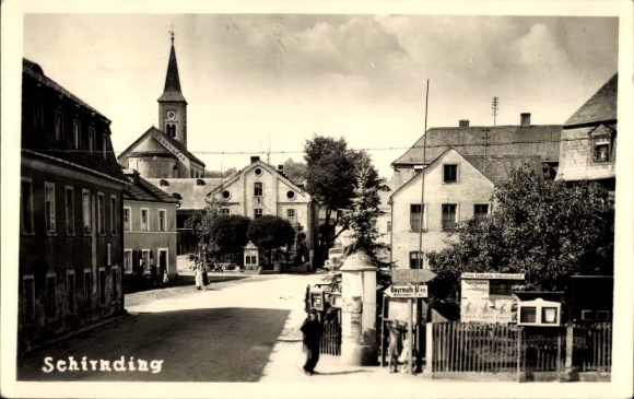 Photo Postcard Schirnding in Upper Franconia, partial view of the town, church
