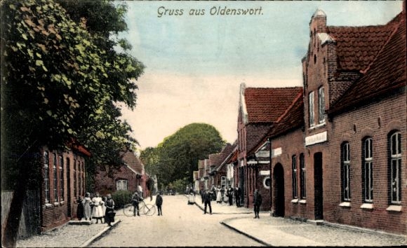 Ansichtkaart Oldenskruid in Noord-Friesland, straatgedeelte