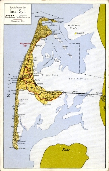 Kaarten Ak Eiland Sylt, Westerland, Lijst, Hindenburgdamm, Föhr