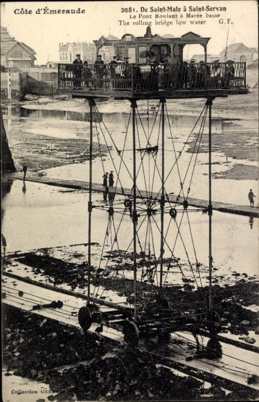 Postcard Saint Malo Ille et Vilaine Brittany, view of the rolling bridge at low tide