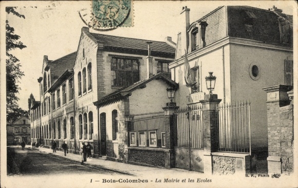 Ak Bois Colombes Hauts de Seine, La Mairie et les Ecoles